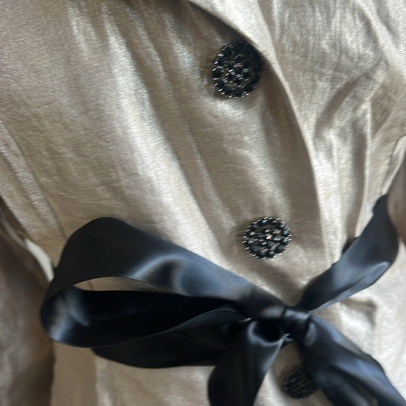 Adriana Papel shiny gold evening jacket black crystal button black satin belt 12 - Picture 3 of 7